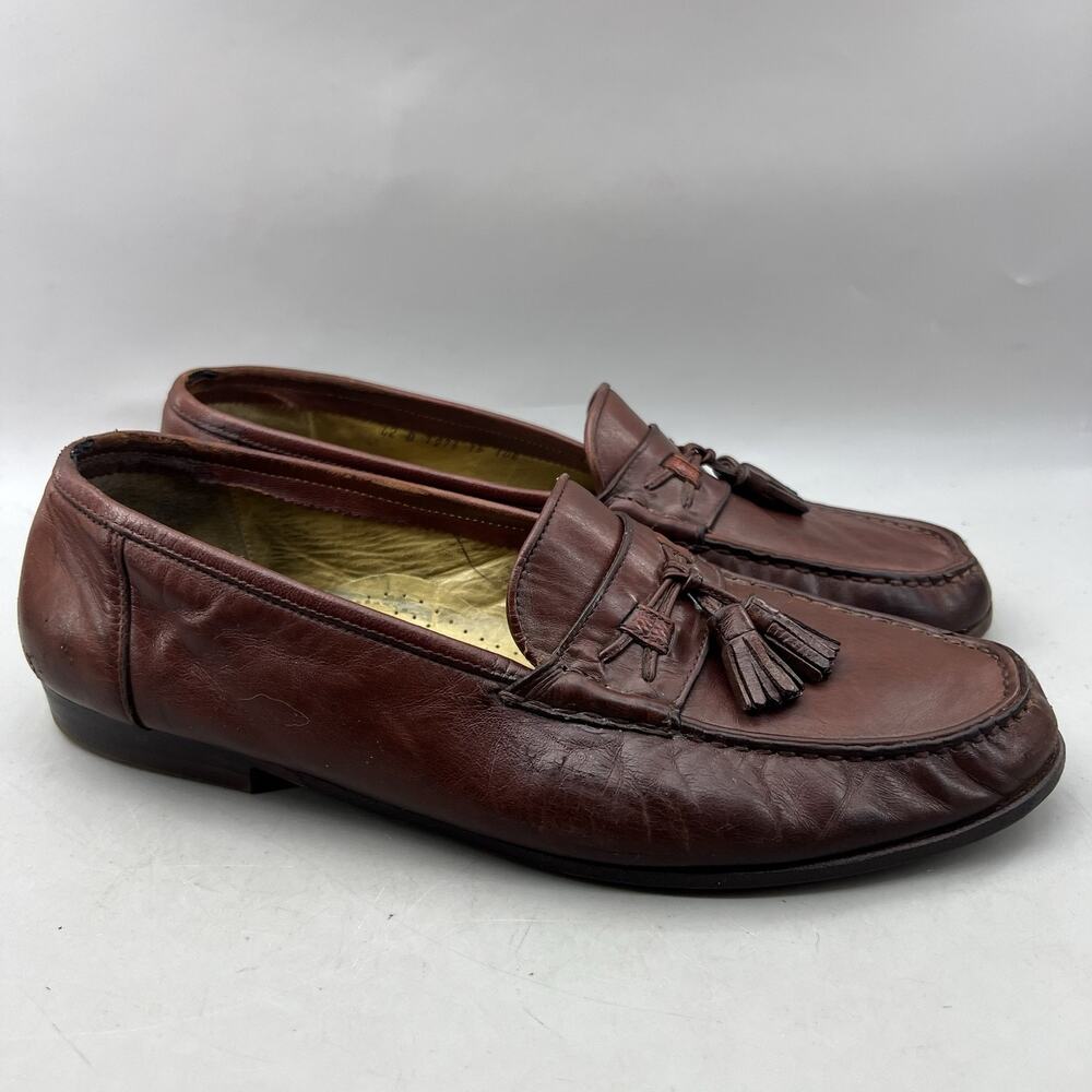 Santoni Tassel Loafers Men Size 11.5 D, 10.5 UK Brown Leather Italy Made Shoes